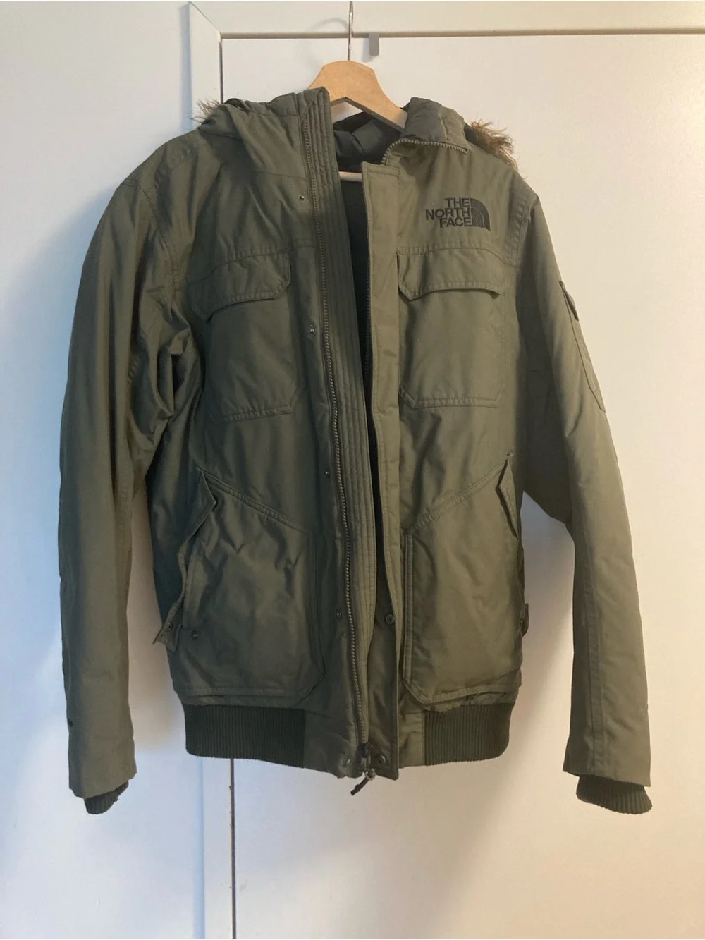 The North Face Olive Green Hooded Puffer Jacket